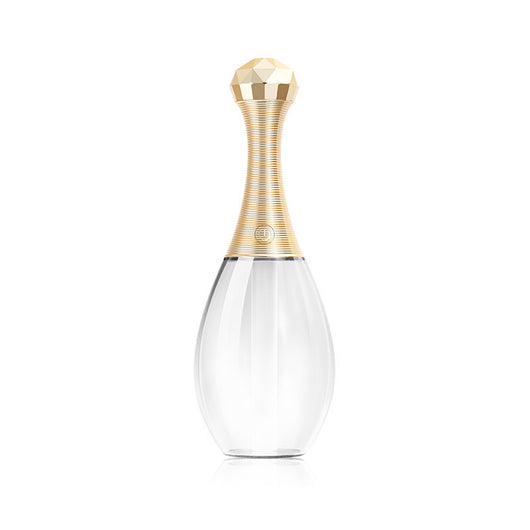 Mini silent portable humidifier shaped like a perfume bottle, with a clear body and a gold ribbed neck and faceted cap. - Image 8