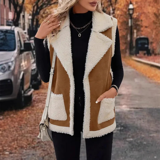 Chaleco de Lana Cordero Compuesto Mujer - Estilo Europeo Otoño Invierno