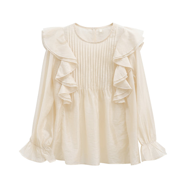 Blusa Elegante Suelta con Pliegues y Mangas Acampanadas - Image 2