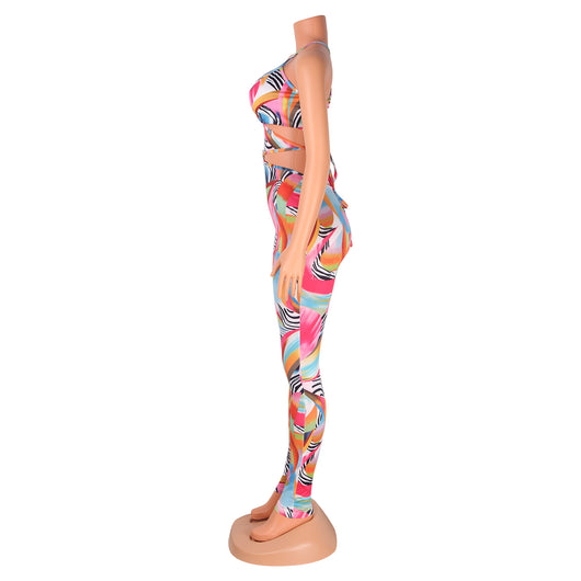 Jumpsuit Estampado Sexy para Discoteca con Amarres Cruzados - Image 19