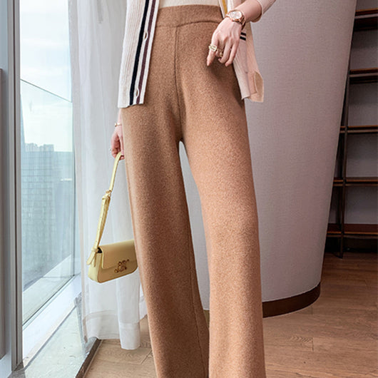 Pantalón Skinny de Lana con Pierna Ancha para Mujer