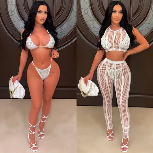 Bikini de Malla Elástica Conjunto de Cuatro Piezas - Image 5