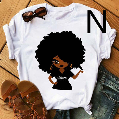 Camiseta Estampada Mujer African Black Girl - Manga Corta - Image 24