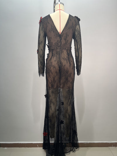 Vestido de Fiesta Elegante con Lentejuelas, Escote Redondo y Transparencias - Image 9