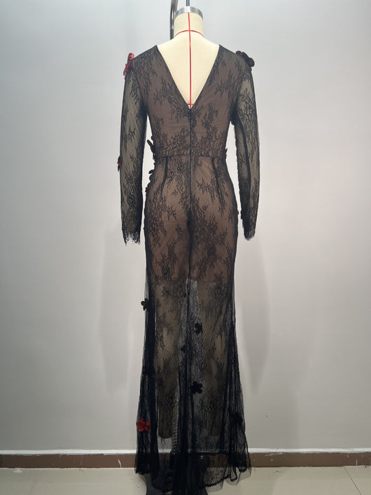 Vestido de Fiesta Elegante con Lentejuelas, Escote Redondo y Transparencias - Image 9