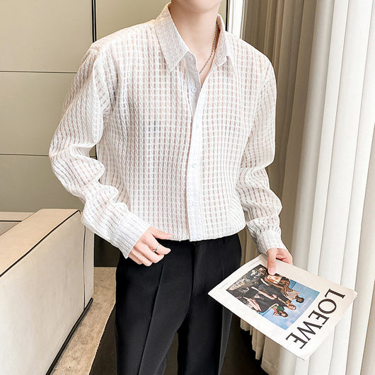 Camisa Cuadrillé Blanca con Drapeado Suelto - Image 6