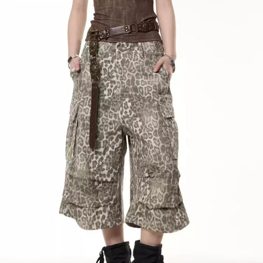 Shorts de Trabajo Estampado Leopardo Mujer - Verano Suelto y Estilizador - Image 9