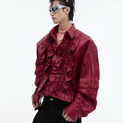 Camisa de Manga Larga con Diseño de Fruncido y Costuras Decorativas - Image 7