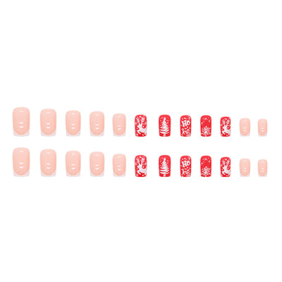 Manicura Navideña Roja con Copos de Nieve y Renos - Image 5