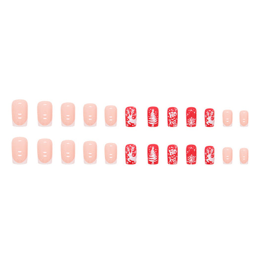 Manicura Navideña Roja con Copos de Nieve y Renos - Image 5