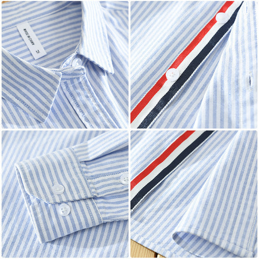 Camisa Casual Manga Larga a Rayas Verticales Estilo Japonés para Hombre - Image 4