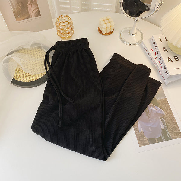 Pantalones Casuales Cintura Alta con Cordón Ajustable Mujer