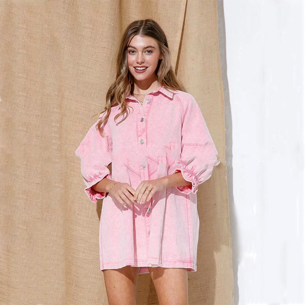 Jumpsuit Polo Denim con Mangas Farol - Image 5