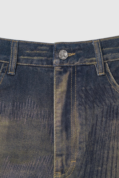 Pantalones Denim Ancho Estilo Urbano Americano con Estampado para Hombre - Image 11