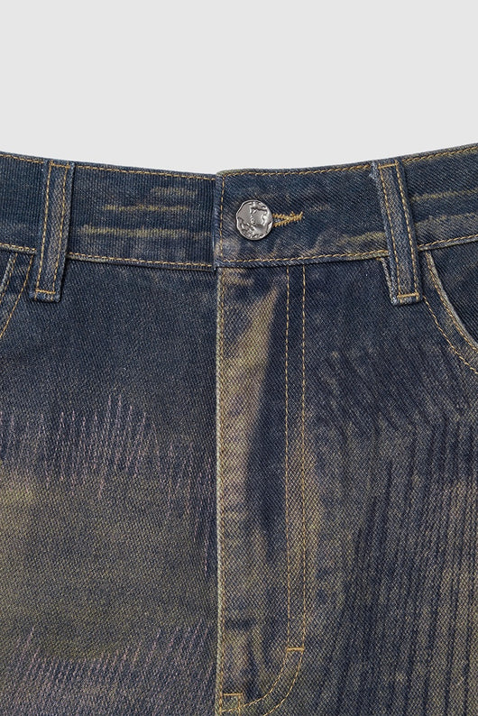 Pantalones Denim Ancho Estilo Urbano Americano con Estampado para Hombre - Image 11