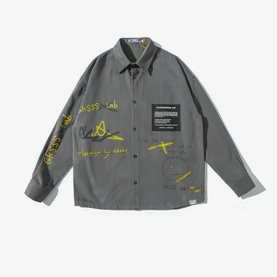 Camisa Casual Suelta con Estampado Graffiti - Ropa de Trabajo Versátil - Image 7