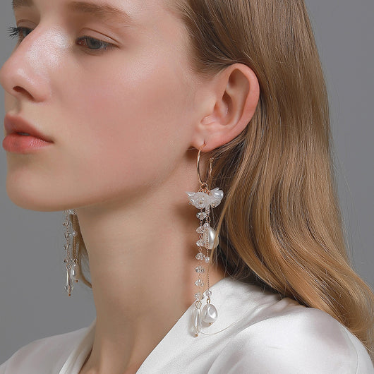 Aretes de Plata 925 Flor con Perla Estilo Coreano