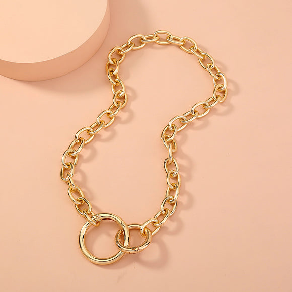 Collar Choker Círculo Doble Punk Exagerado - Diseño Minimalista Audaz