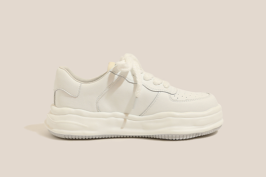 Zapatillas Deportivas Casuales de Cuero para Mujer con Suela Gruesa Elevada - Image 8