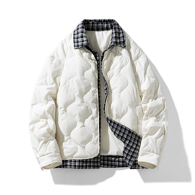 Chaqueta Acolchada con Cuello de Solapa Tipo Béisbol y Detalles Escoceses - Image 2