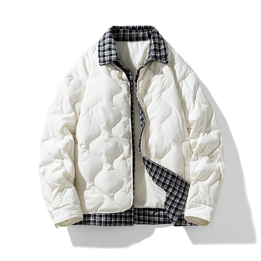 Chaqueta Acolchada con Cuello de Solapa Tipo Béisbol y Detalles Escoceses - Image 2