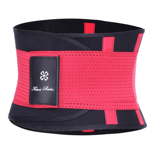 Black and yellow neoprene fitness belt with a perforated texture and a 'Kiwi Rata' logo patch. - Image 17