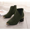 Botas Cortas Elegantes con Punta Metálica y Tacón Medio Grueso