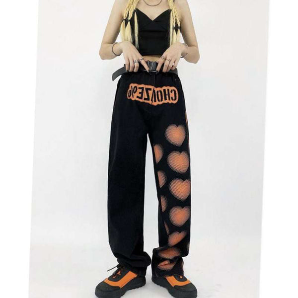 Overol Estampado Love Letter Unisex - Pantalón Recto Holgado