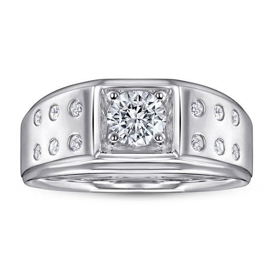Anillo de Plata Esterlina Chapado en Platino con Zirconia para Hombre