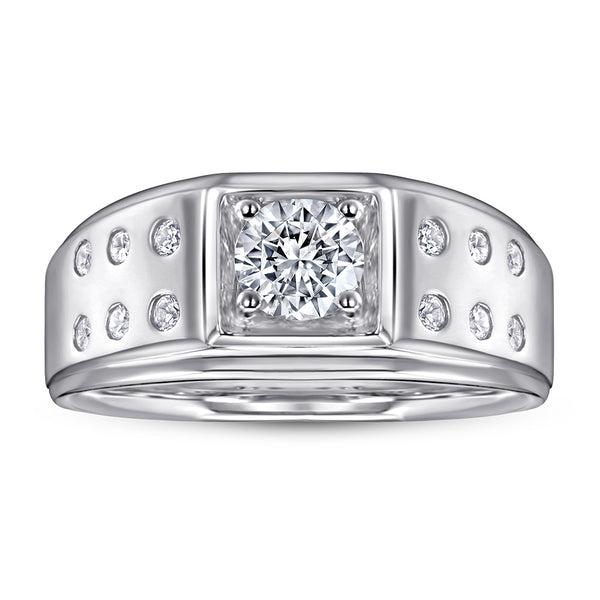 Anillo de Plata Esterlina Chapado en Platino con Zirconia para Hombre