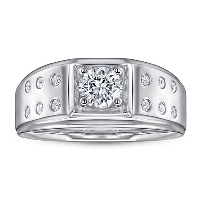 Anillo de Plata Esterlina Chapado en Platino con Zirconia para Hombre