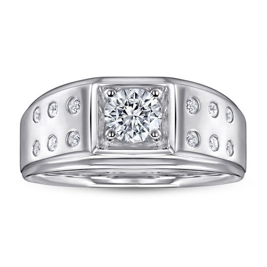 Anillo de Plata Esterlina Chapado en Platino con Zirconia para Hombre