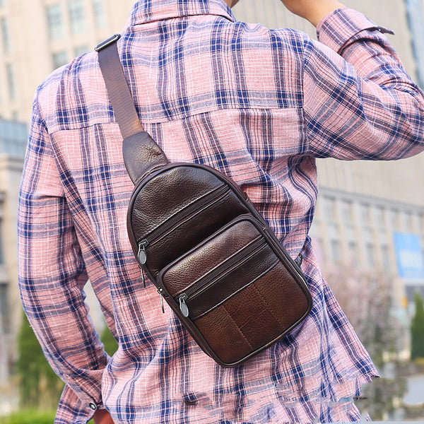 Bolso de Pecho Cuero Genuino para Hombre - Estilo Casual Premium