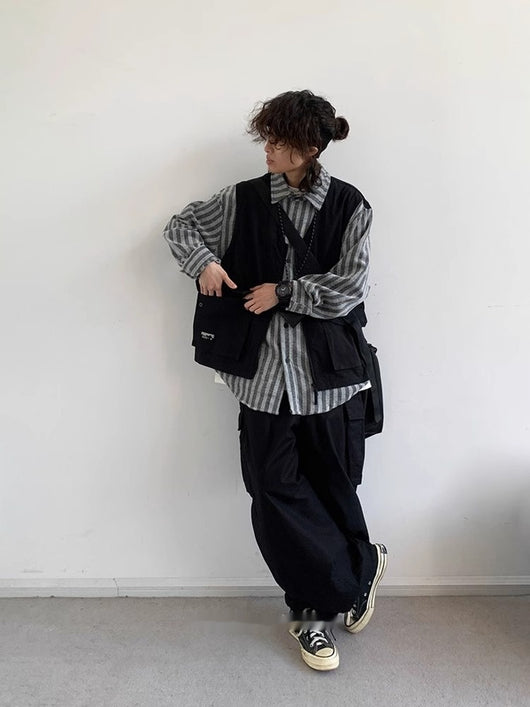Pantalones de Trabajo Retro Japoneses con Pierna Ancha para Hombre - Primavera y Otoño - Image 11