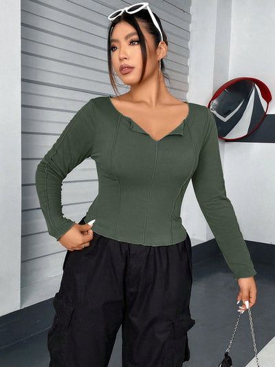 Polera Manga Larga Ajustada Interior para Mujer - Image 8