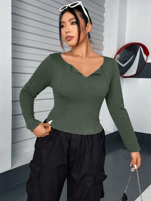 Polera Manga Larga Ajustada Interior para Mujer - Image 8