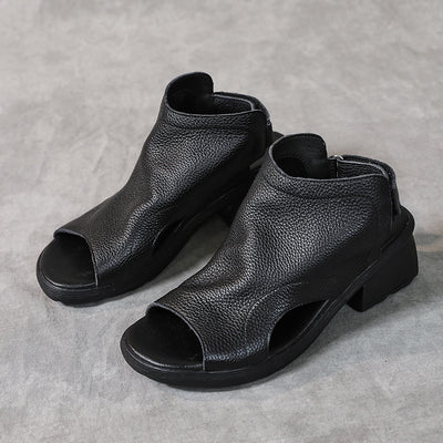 Sandalias Retro de Cuero Genuino para Mujer con Tacón Medio y Suela Suave - Image 6