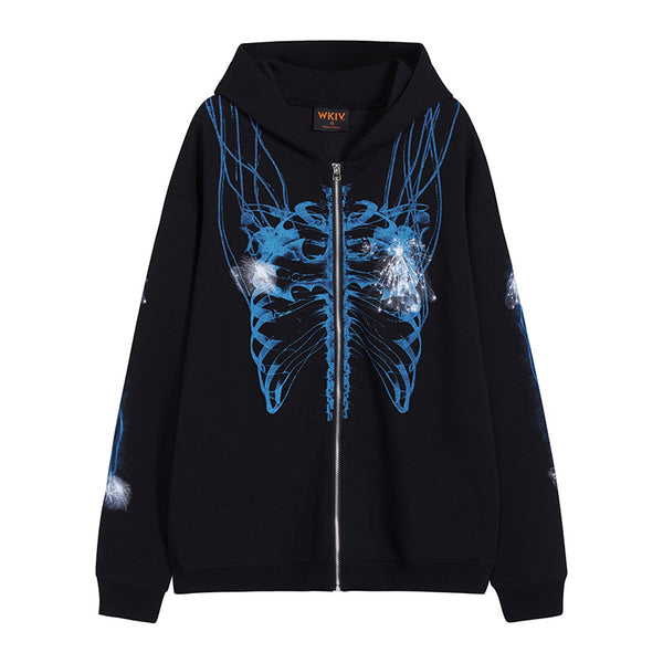 Sudadera con Capucha y Cierre de Estilo Urbano en Gris Oscuro - Image 5