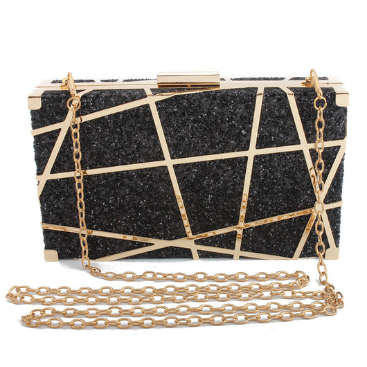 Bolso Cuadrado Pequeño con Cadena Hueca y Brillo para Mujer - Image 14