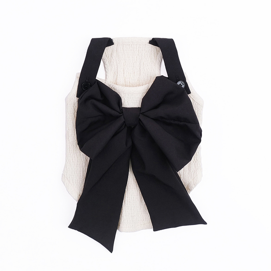 Blusa Tanque Beige con Moño de Seda Negra para Mascotas - Image 10