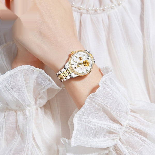 Reloj Mecánico Hueco para Mujer Acero Inoxidable Resistente al Agua