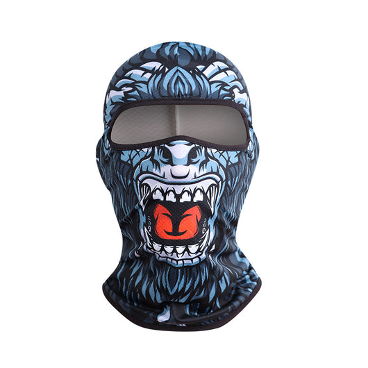 Blue and black full-face balaclava with a roaring gorilla graphic, designed for windproof and dust protection. - Image 18