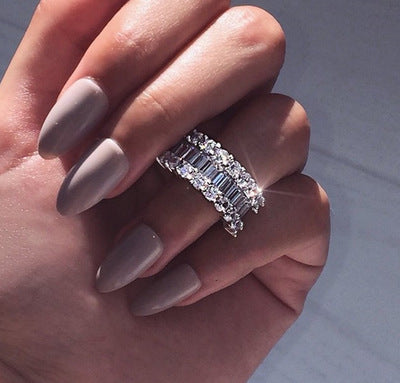 Anillo de Diamante Cuadrado con Zirconia para Mujer - Diseño Corazón Melocotón - Image 13