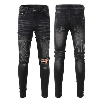 Jeans Rotos Trendy con Parches - Estilo Urbano Europeo y Americano - Image 8