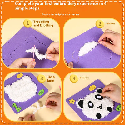 Kit de Bordado Infantil con Animales de Dibujos Animados - Juguete Educativo DIY para Jardín - Image 3