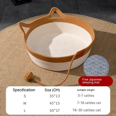 Cama Tejida para Gatos - Nido de Ratán y Lino Transpirable Cuatro Estaciones - Image 14