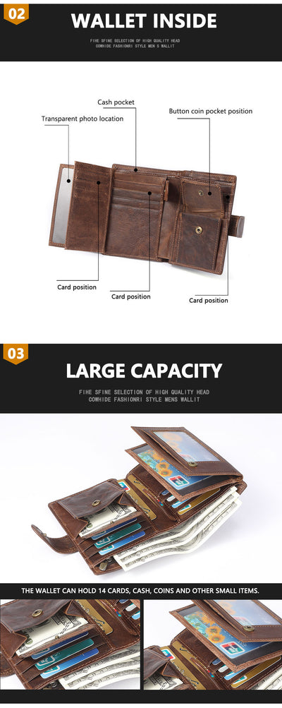 Billetera de Cuero para Hombre Estilo Retro Crazy Horse - Compacta y Clásica - Image 19