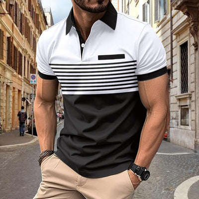 Camisa Casual a Rayas con Bolsillo en el Pecho para Hombre - Image 2