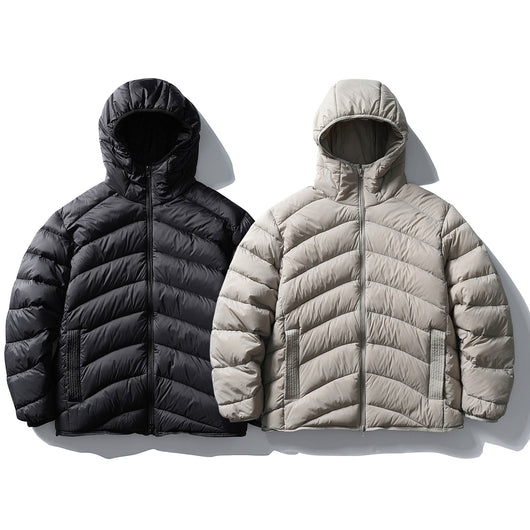 Chaqueta Acolchada con Capucha de Plumón de Pato Blanco