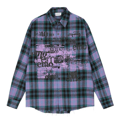 Cardigan Hombre Cuadros con Estampado de Letras - Image 7